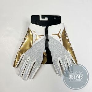 NIKE Air JORDAN VAPOR KNIT 4.0 Football Receiver Gloves White Gold Size Large